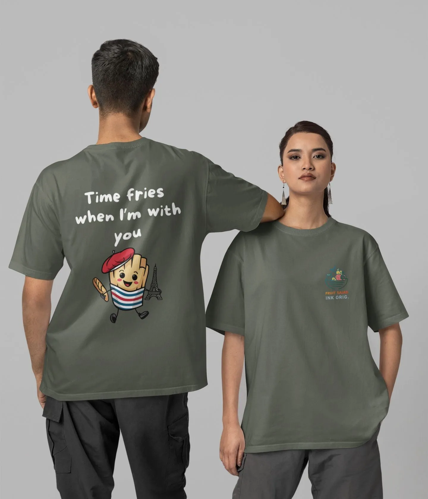 Time Fries - Unisex Oversized Classic T-Shirt - Dark