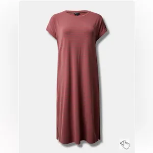 Torrid Tea Length Jersey Rolled T-Shirt Dress Size Large Striped pink NWT
