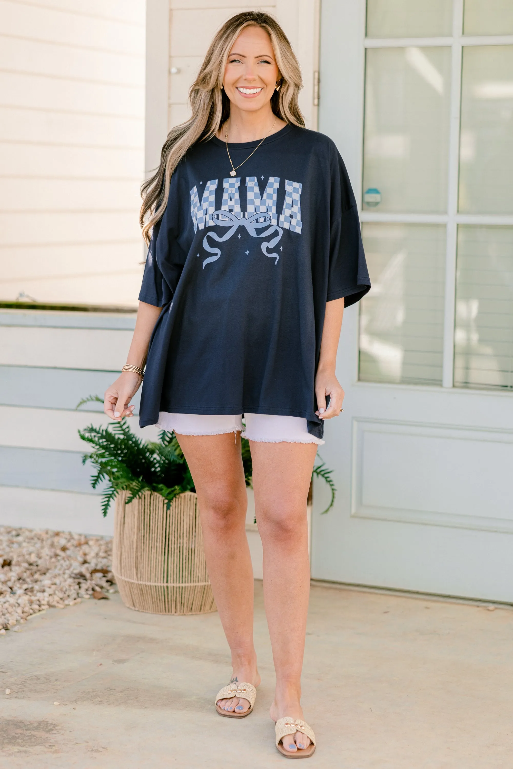 Trendy Mama Boyfriend Tee, Midnight Navy