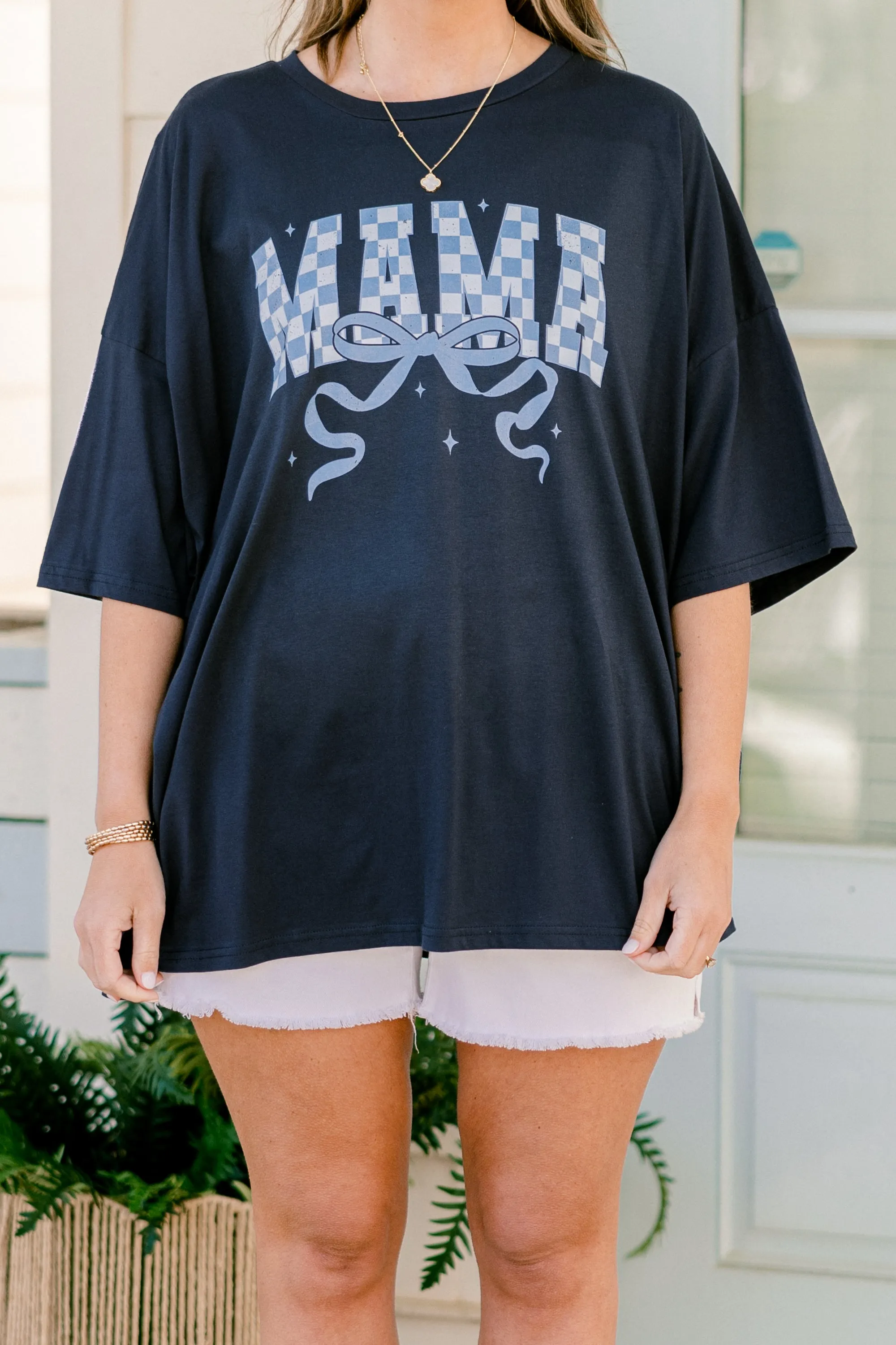 Trendy Mama Boyfriend Tee, Midnight Navy