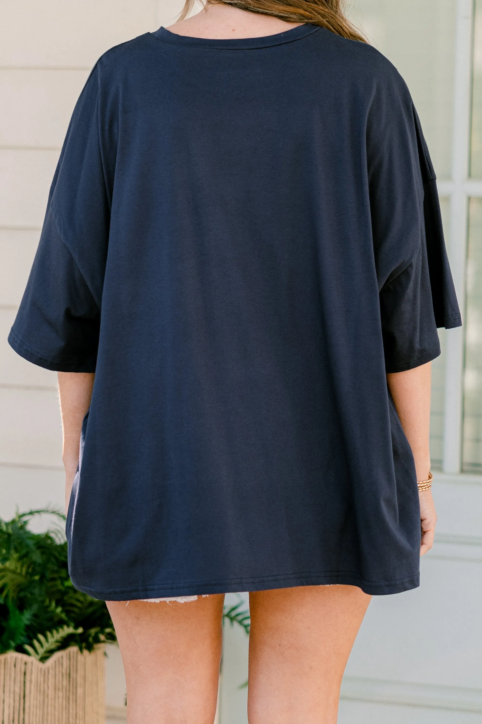Trendy Mama Boyfriend Tee, Midnight Navy