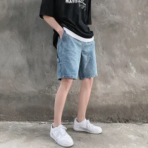 Trendy Relaxed Fit Washed Denim Shorts for Modern Style