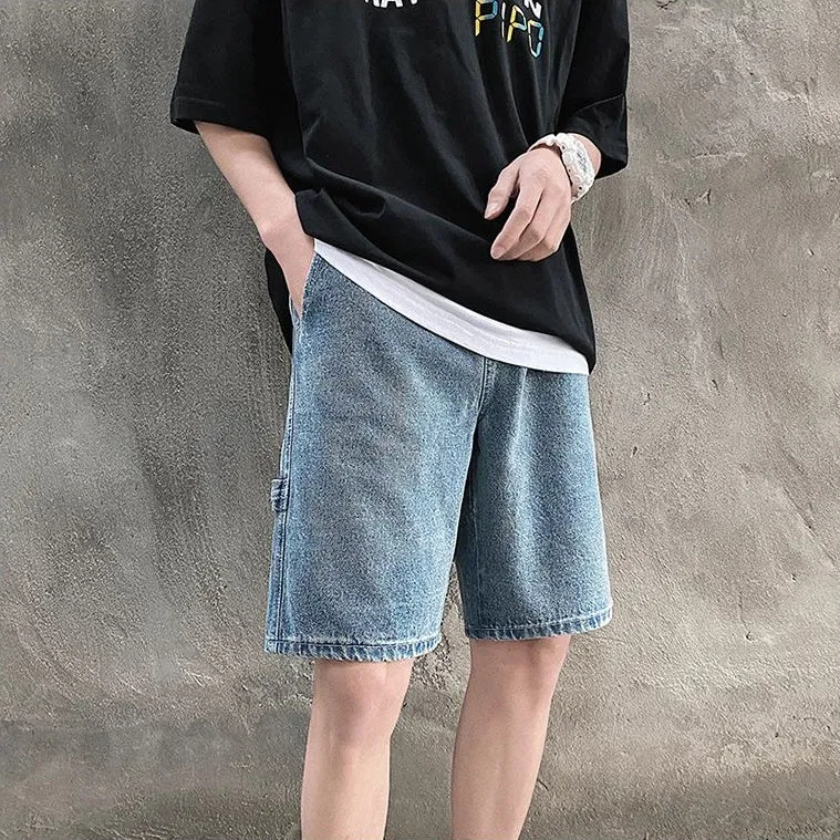 Trendy Relaxed Fit Washed Denim Shorts for Modern Style