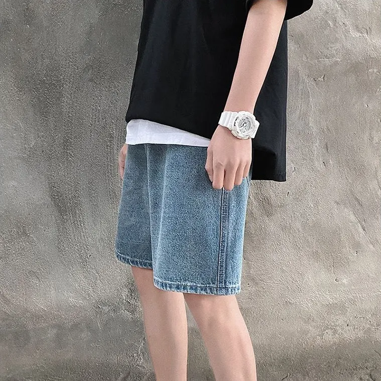 Trendy Relaxed Fit Washed Denim Shorts for Modern Style