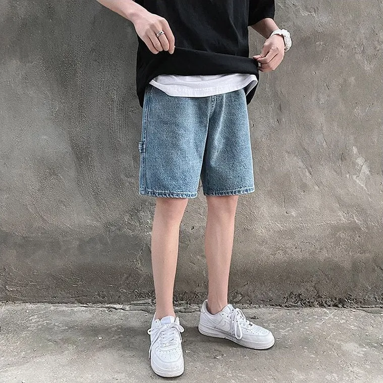 Trendy Relaxed Fit Washed Denim Shorts for Modern Style