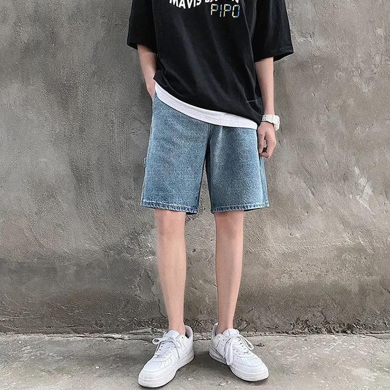 Trendy Relaxed Fit Washed Denim Shorts for Modern Style