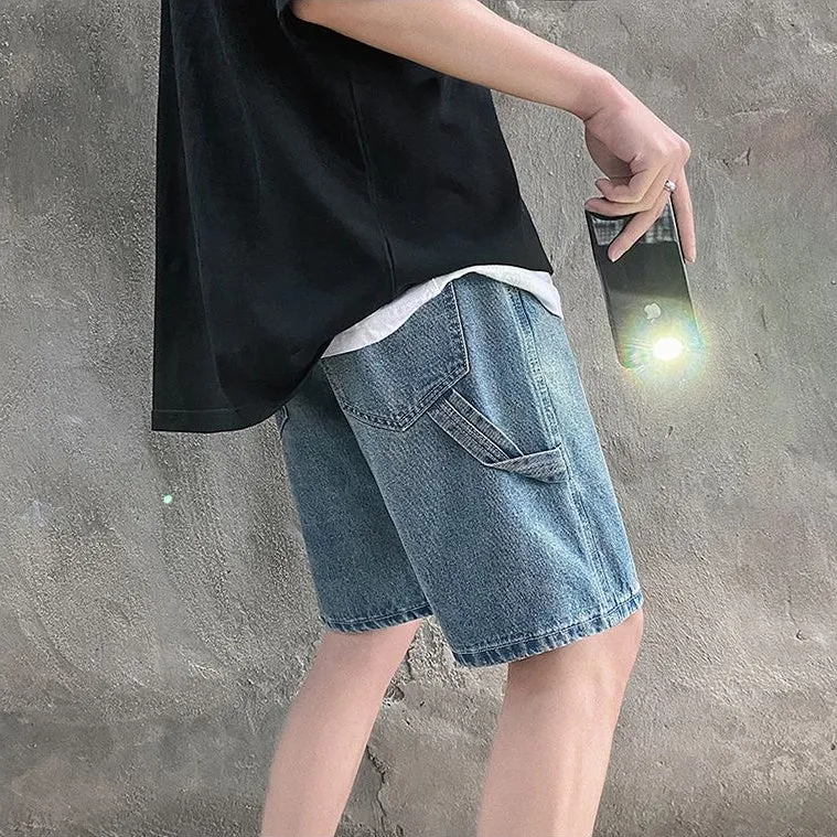 Trendy Relaxed Fit Washed Denim Shorts for Modern Style