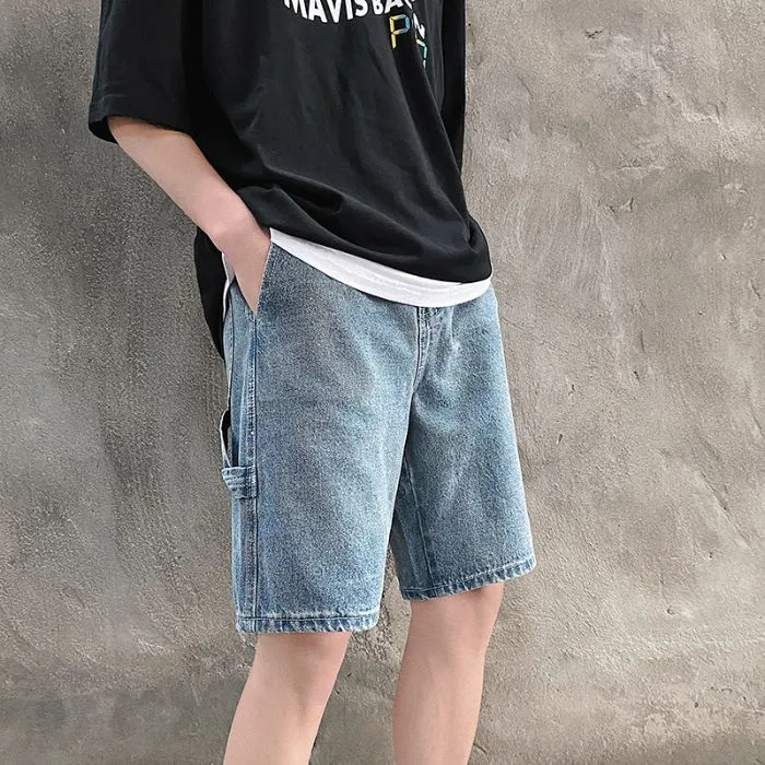 Trendy Relaxed Fit Washed Denim Shorts for Modern Style