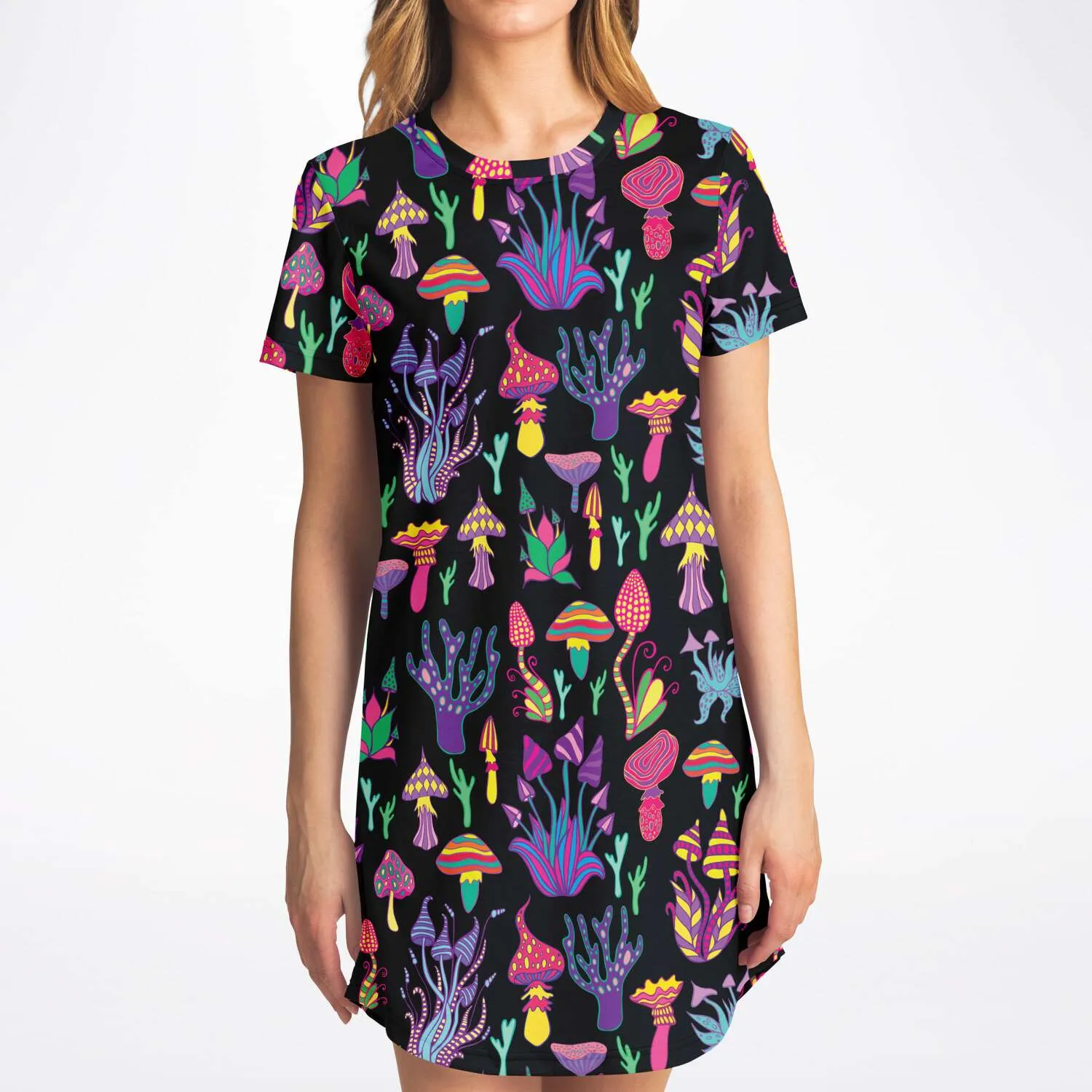 Trippy Mushrooms Tshirt Dress