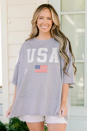 True American Spirit Boyfriend Tee, Heather Gray