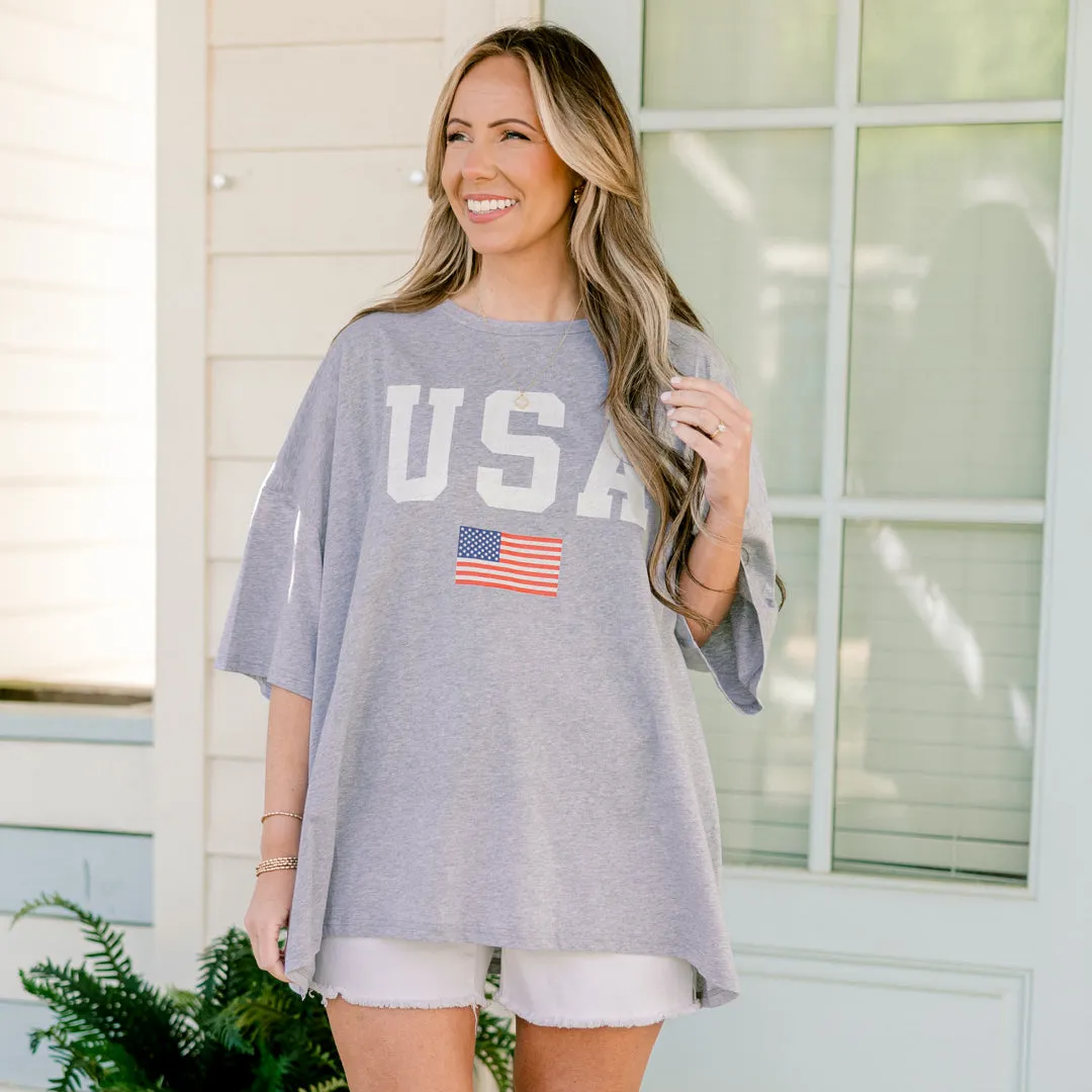 True American Spirit Boyfriend Tee, Heather Gray