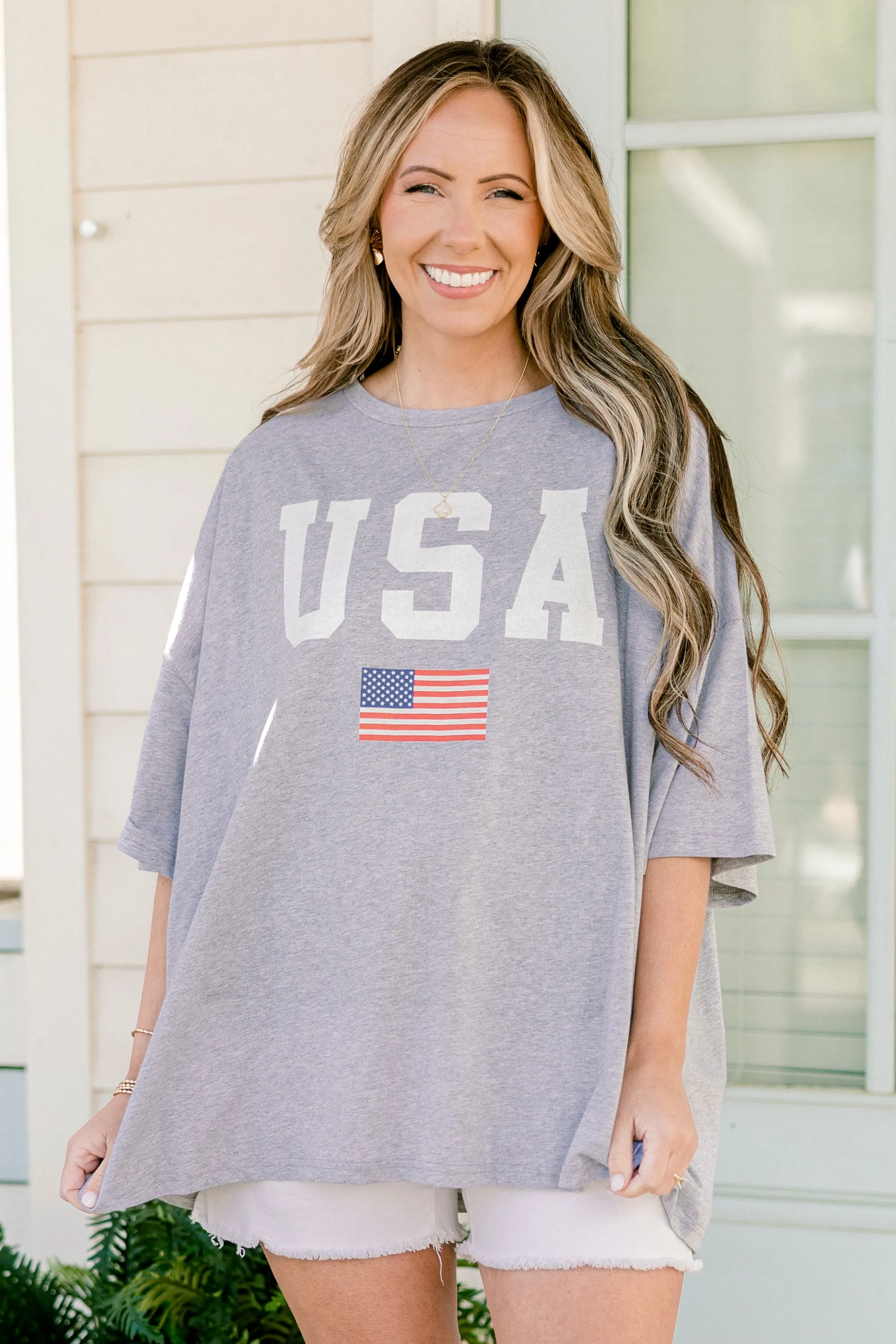 True American Spirit Boyfriend Tee, Heather Gray