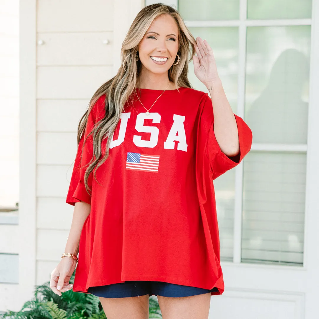True American Spirit Boyfriend Tee, Red