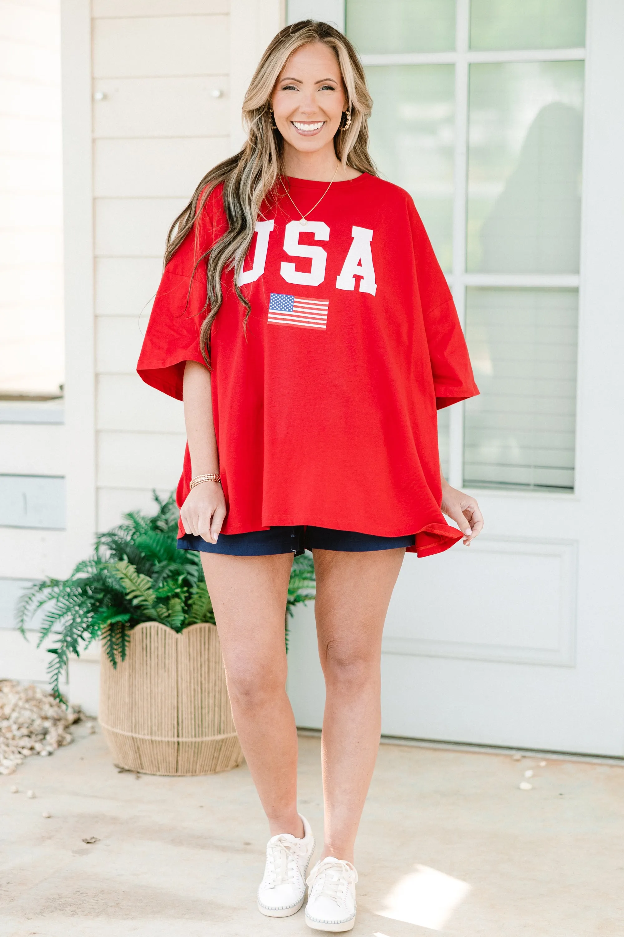 True American Spirit Boyfriend Tee, Red