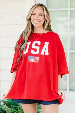 True American Spirit Boyfriend Tee, Red