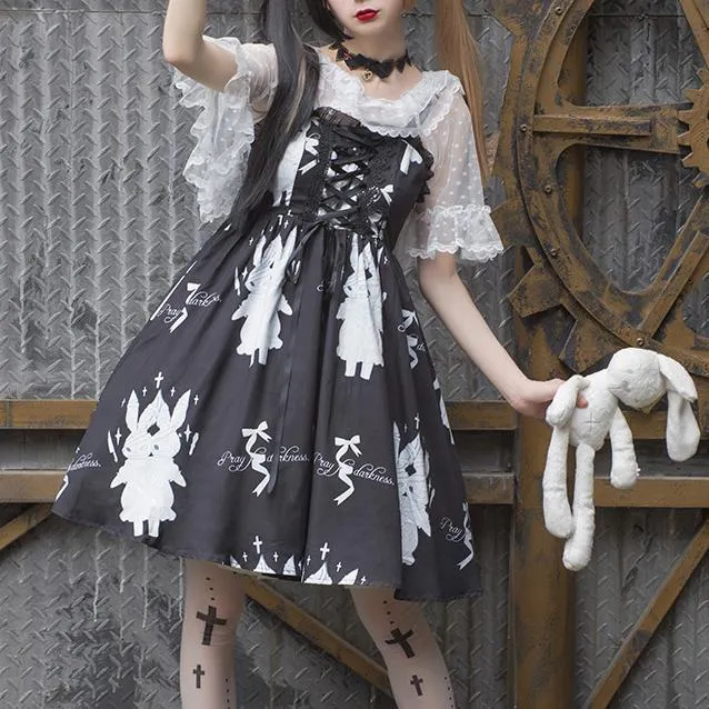 Twin Bunny Pray For Darkness Strap Dress SD02434