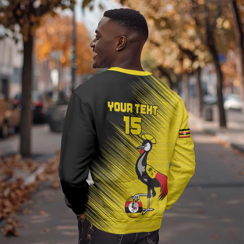 Uganda Football Custom Sweatshirt African Pattern Mix Grunge Style - Yellow Color LT15