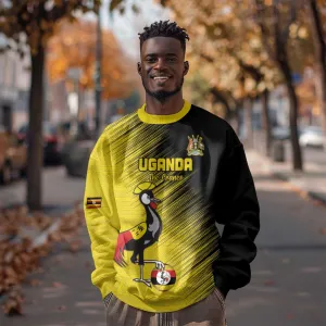 Uganda Football Custom Sweatshirt African Pattern Mix Grunge Style - Yellow Color LT15