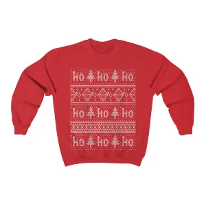 Ugly Christmas Sweatshirts - HO HO HO - Funny Xmas Unisex Crewneck Sweatshirt