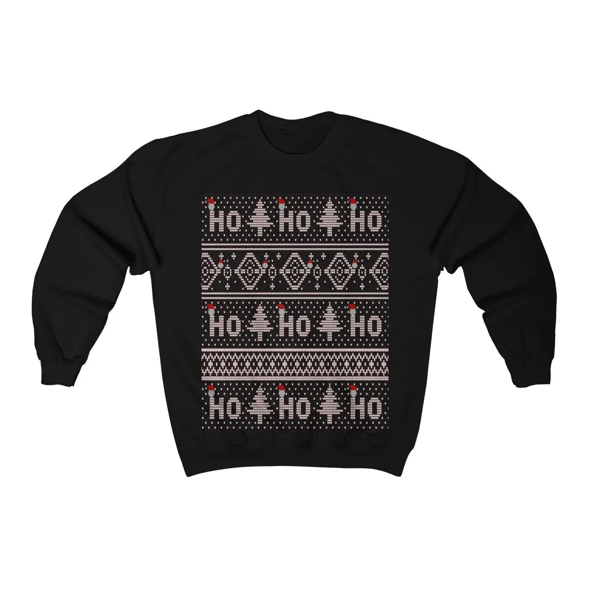 Ugly Christmas Sweatshirts - HO HO HO - Funny Xmas Unisex Crewneck Sweatshirt