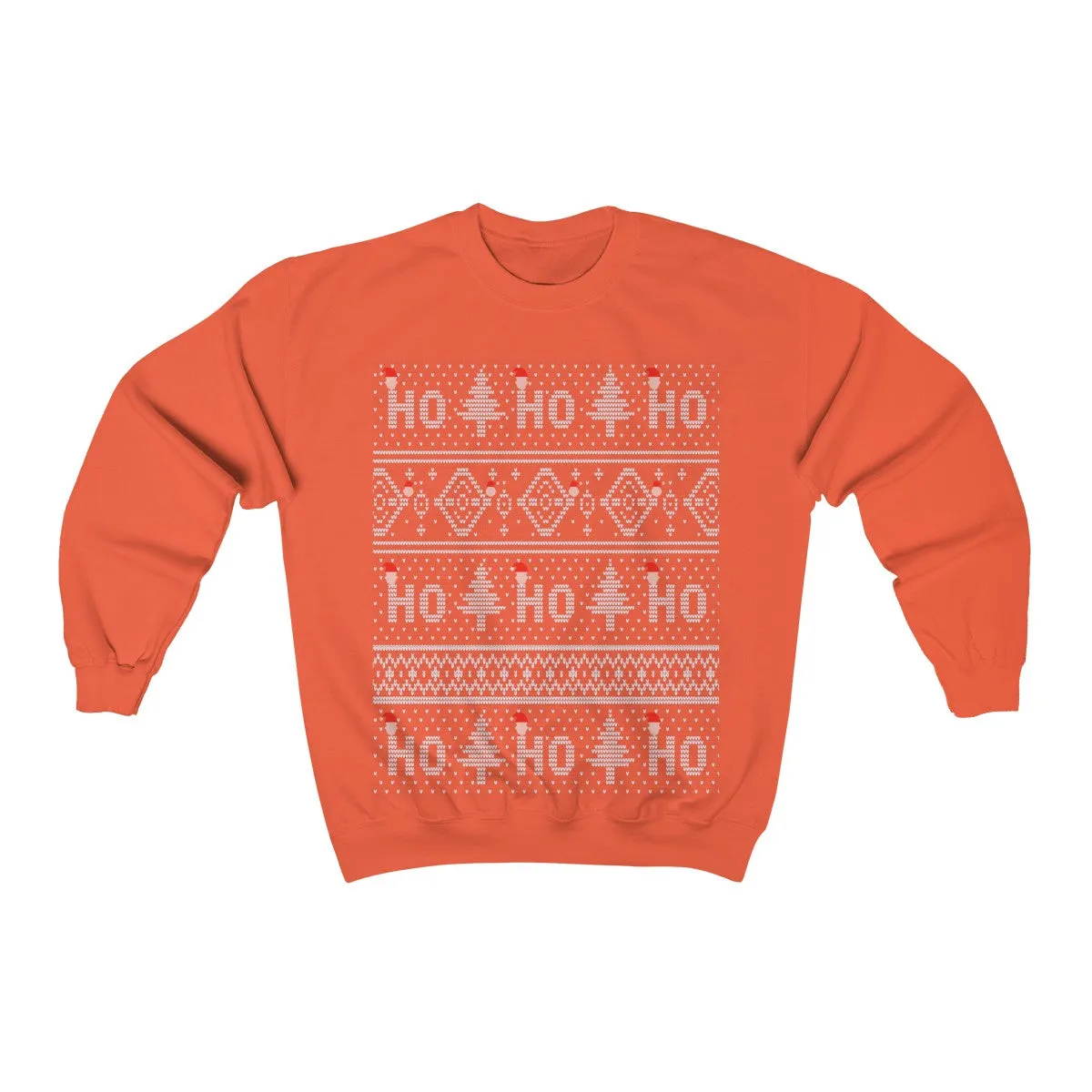 Ugly Christmas Sweatshirts - HO HO HO - Funny Xmas Unisex Crewneck Sweatshirt