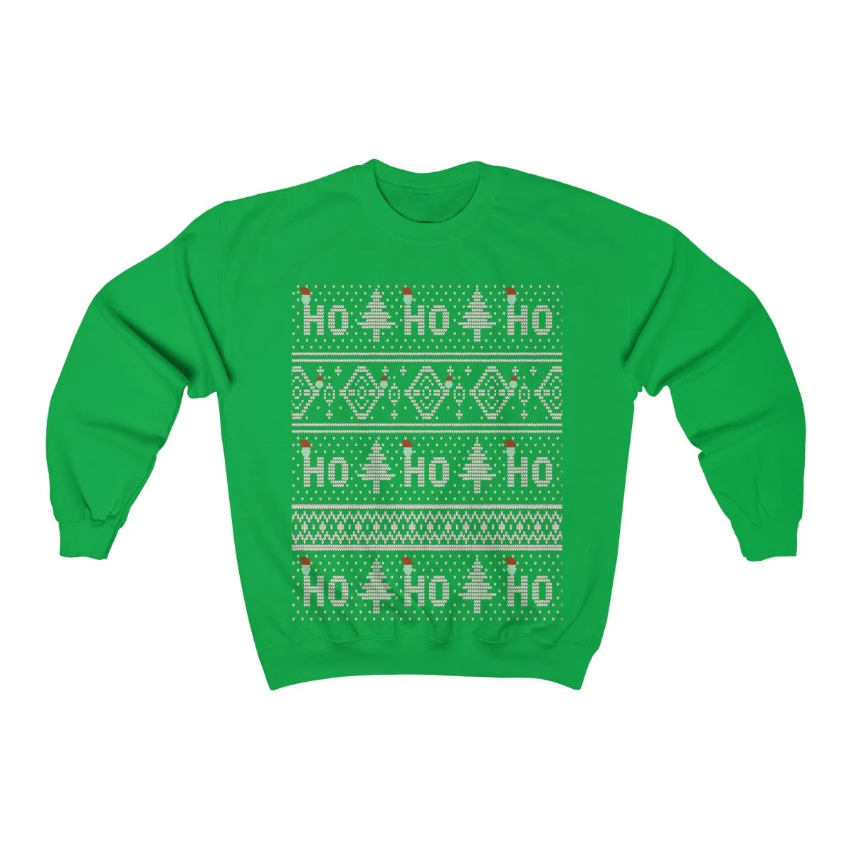 Ugly Christmas Sweatshirts - HO HO HO - Funny Xmas Unisex Crewneck Sweatshirt