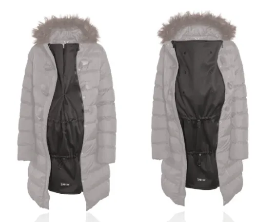 Unisex Black "Zip Us In" Longer length zip jacket extender panel for maternity wear and post natal