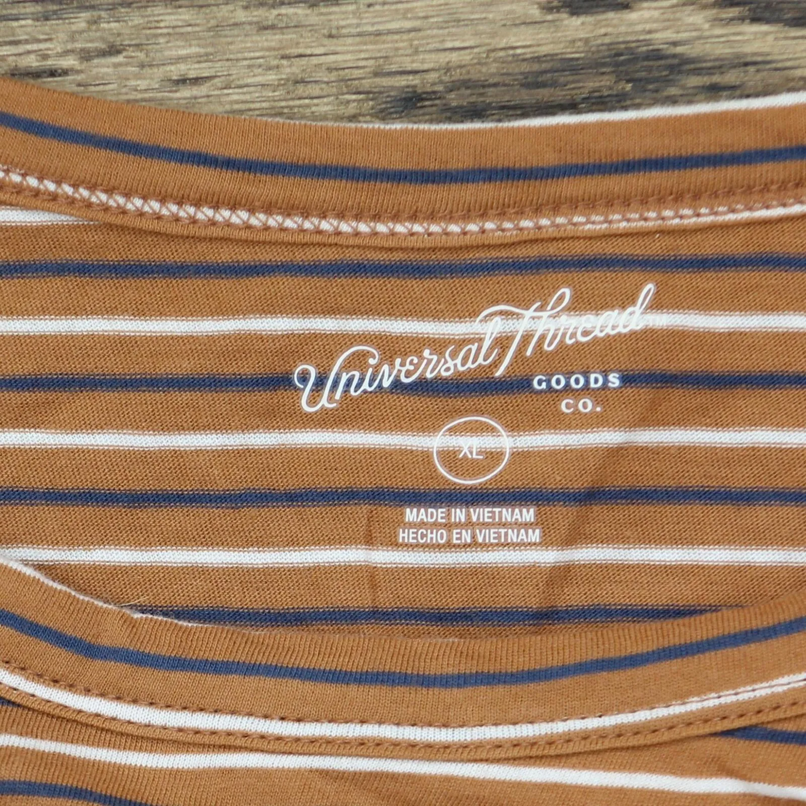 Universal Thread Womens Striped Cotton T-Shirt Tee Brown Striped XL