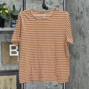 Universal Thread Womens Striped Cotton T-Shirt Tee Brown Striped XL