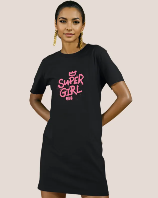 UrbanTwirl Graphic Print Knit Dress Super Girl