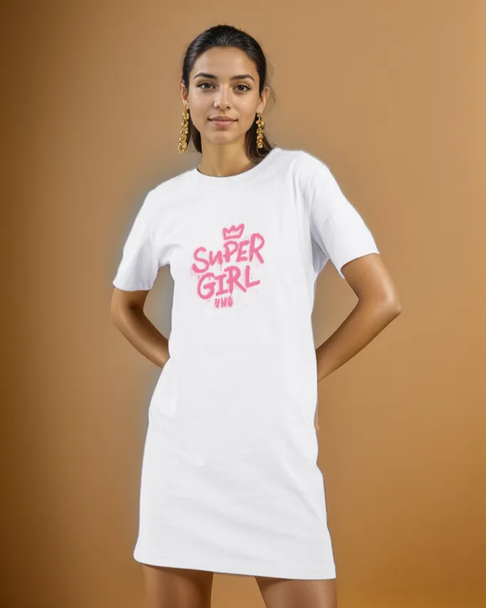 UrbanTwirl Graphic Print Knit Dress Super Girl