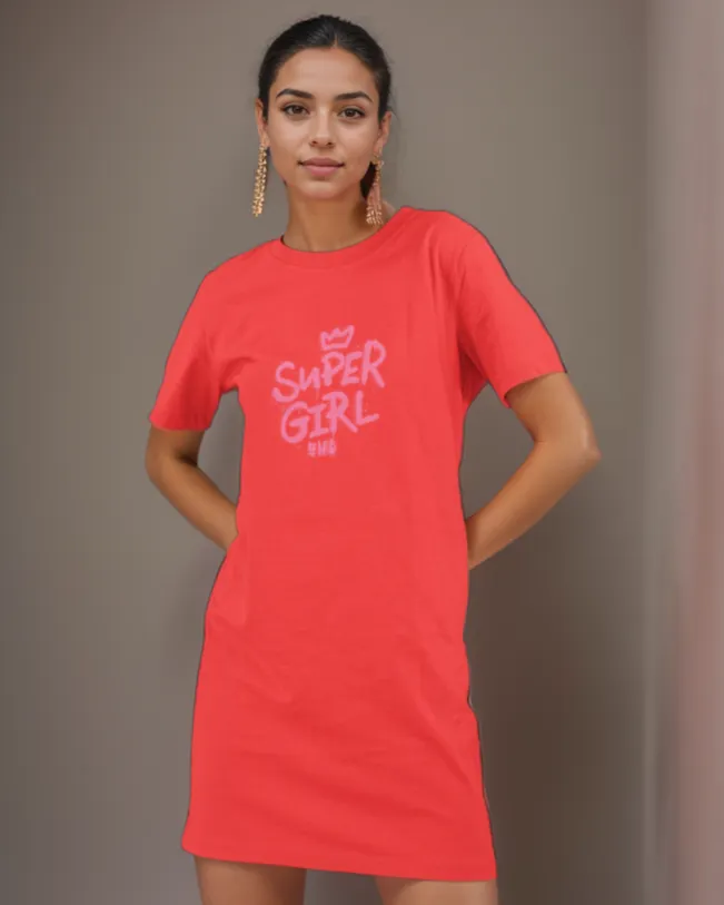 UrbanTwirl Graphic Print Knit Dress Super Girl
