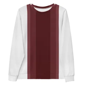 Vertical Lines Maroon Block - Sustainably Made Sweatshirt
