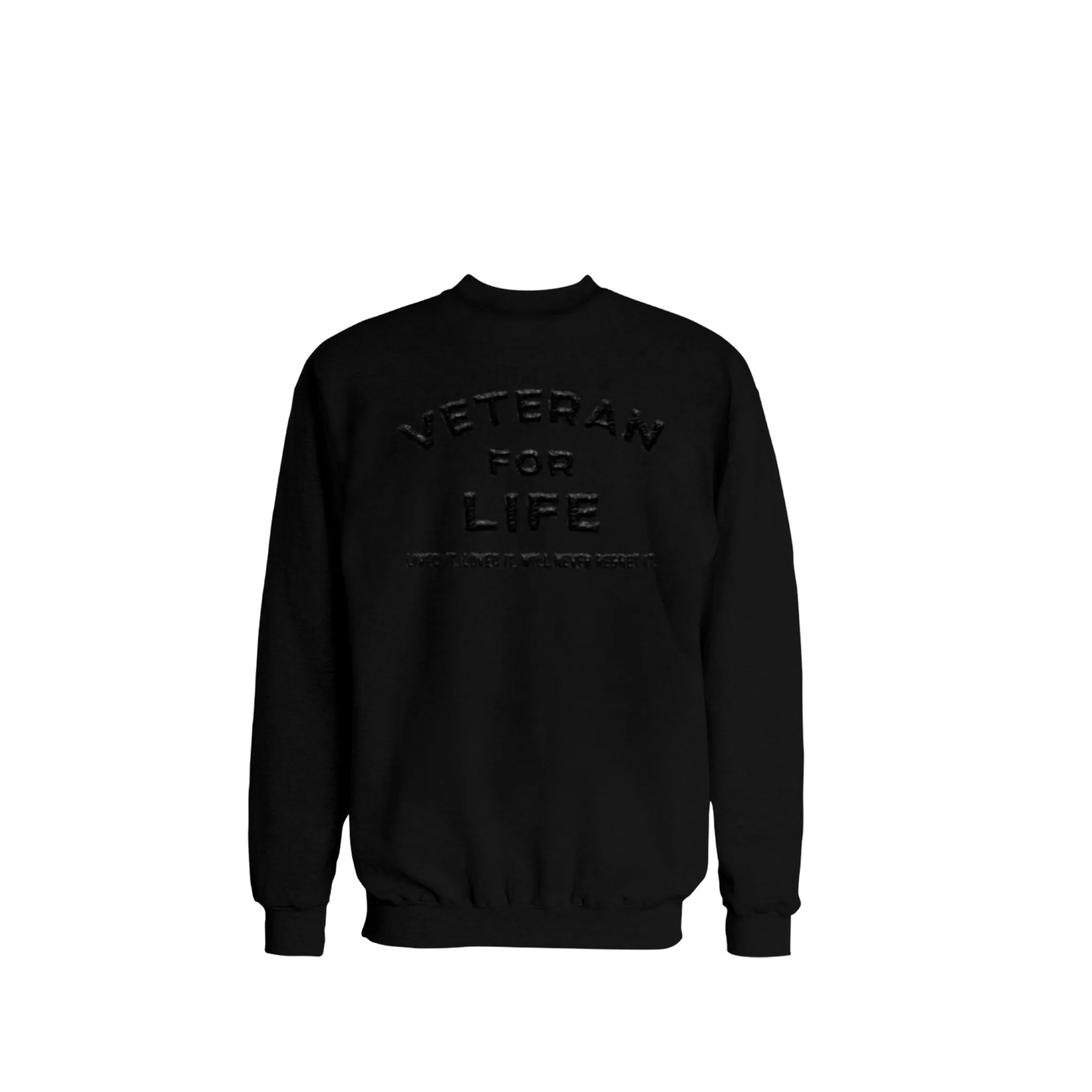 Veteran For Life Black-on-Black Crew Sweatshirt