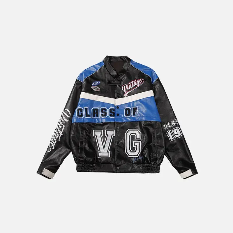 VG Detachable Racing Varsity Jacket from Y2K Streetwear Collection