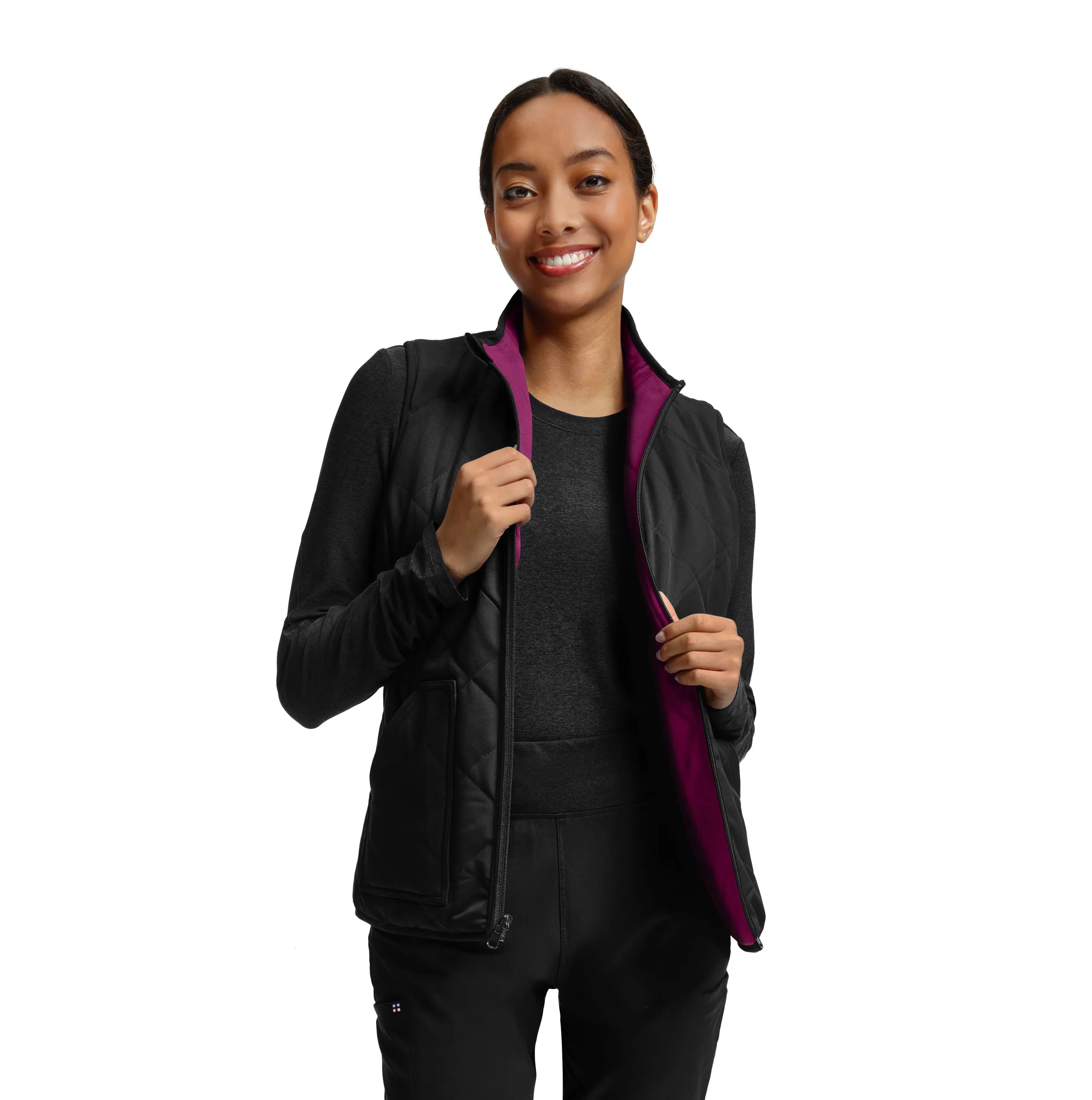 VIBE Women's Reversible 4-Pocket Scrub Vest