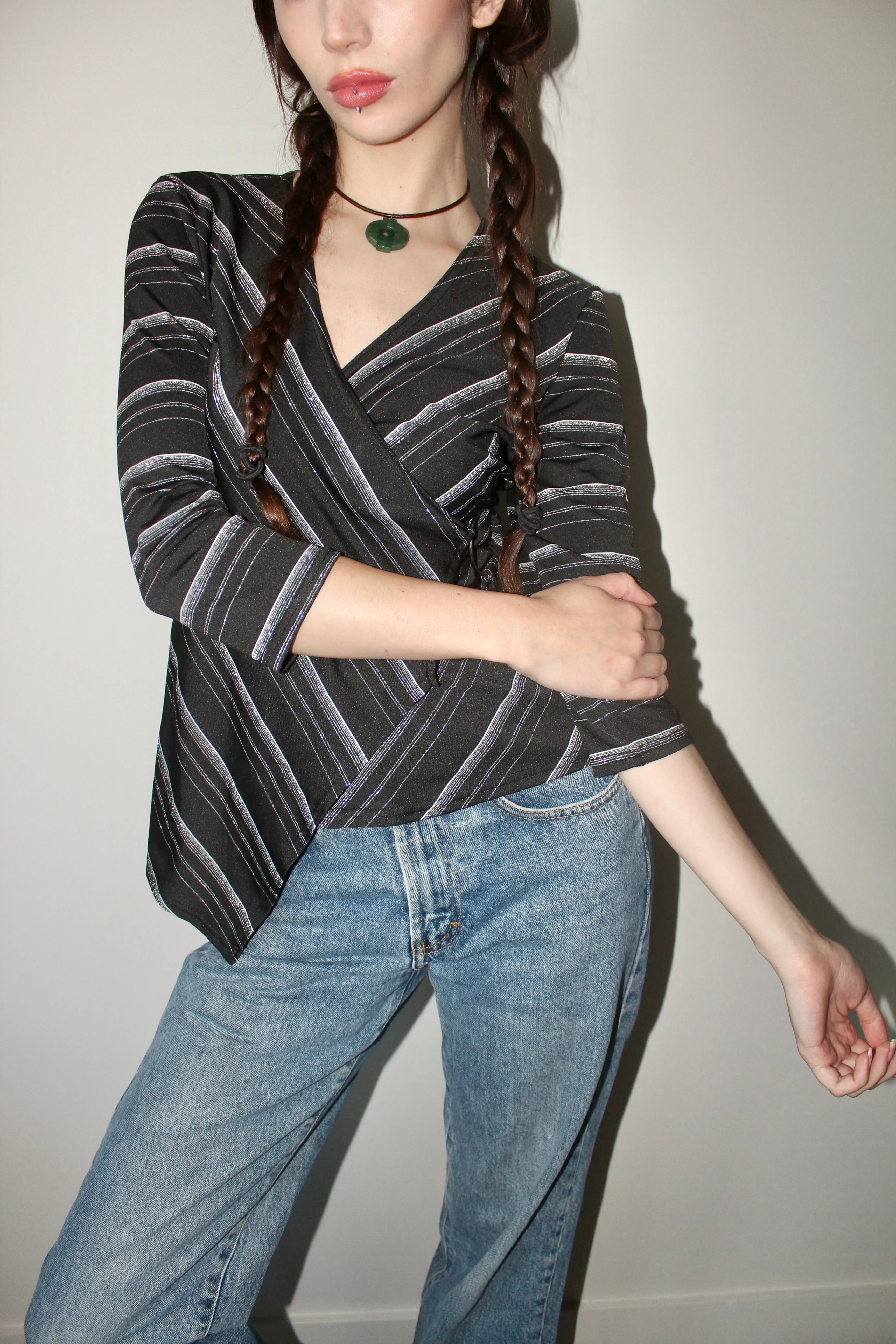 Vintage 90s Asymmetrical Striped Top (S-M)