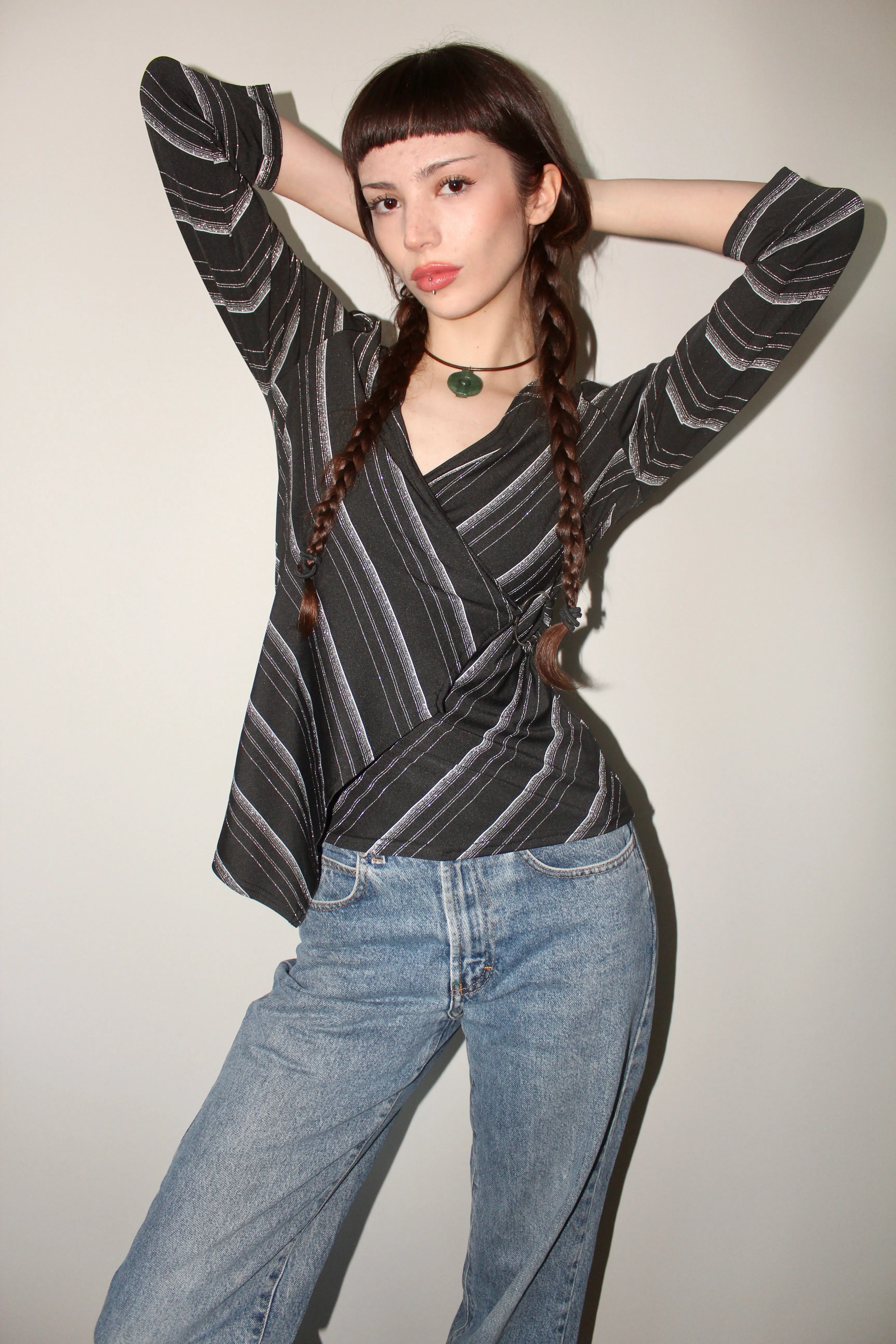 Vintage 90s Asymmetrical Striped Top (S-M)