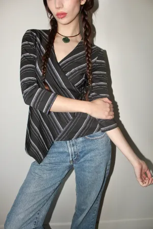 Vintage 90s Asymmetrical Striped Top (S-M)