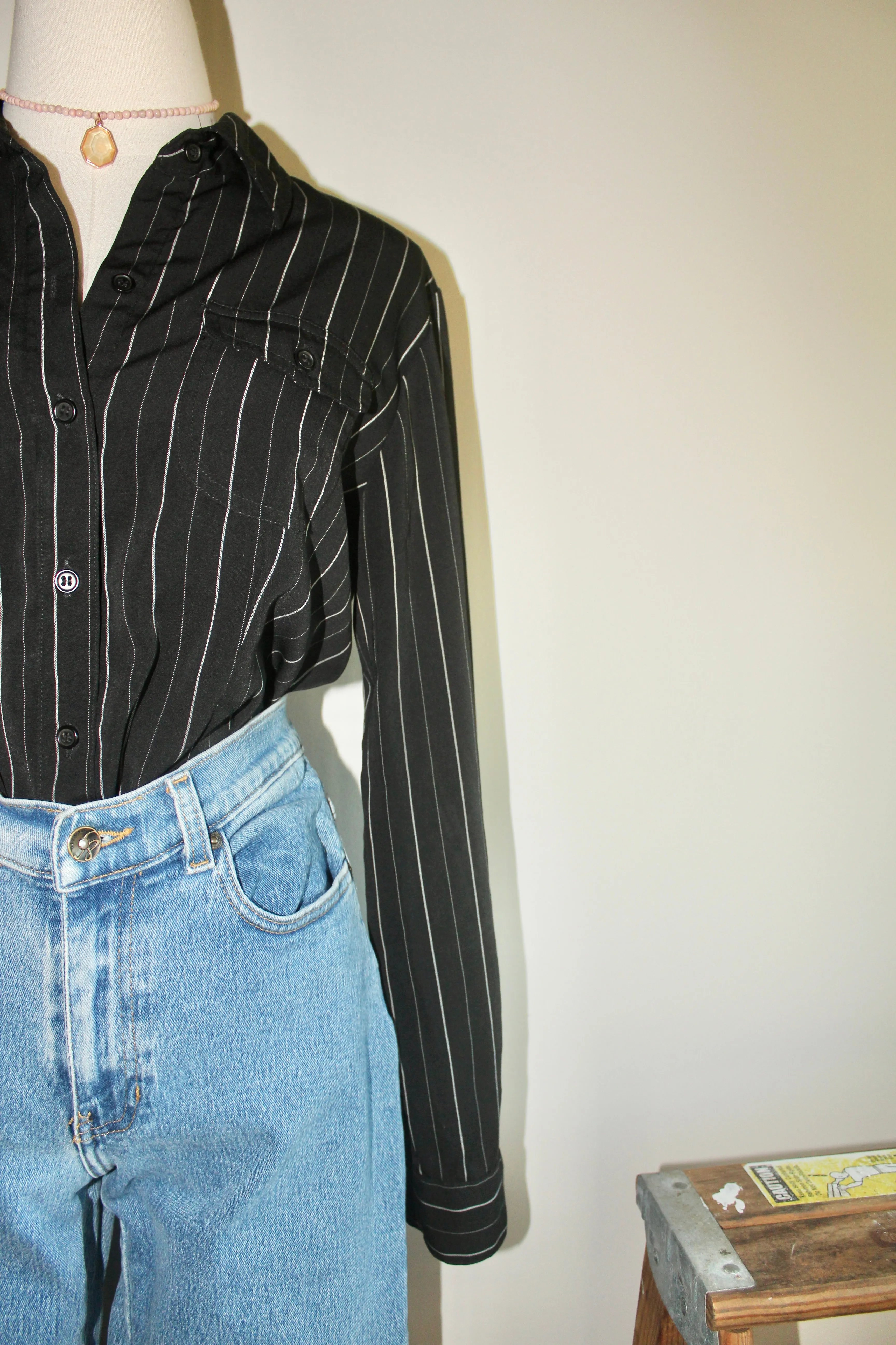 Vintage 90s Oversized Striped Button Up (M)