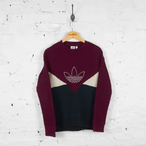 Vintage Adidas Colour Block Sweatshirt - Burgundy - S