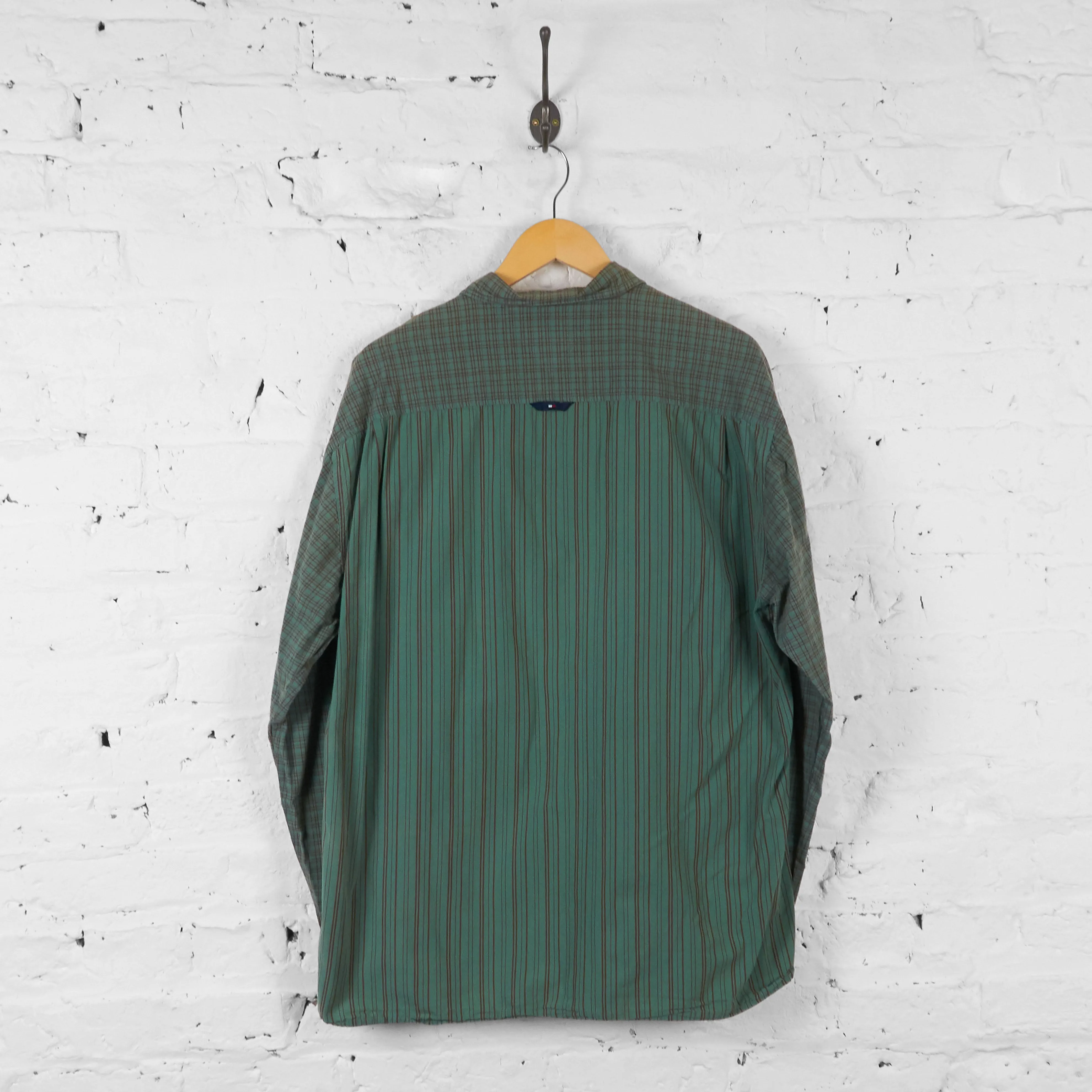 Vintage Tommy Hilfiger Jeans Striped Shirt - Green/Red - XL