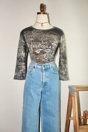 Vintage Y2K 'Chocolate' Graphic Long Sleeve (M)