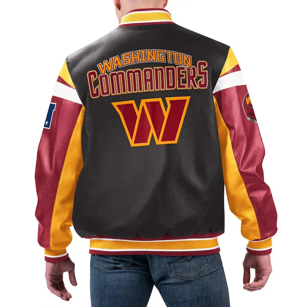 Washington Commanders Black Varsity Leather Jacket
