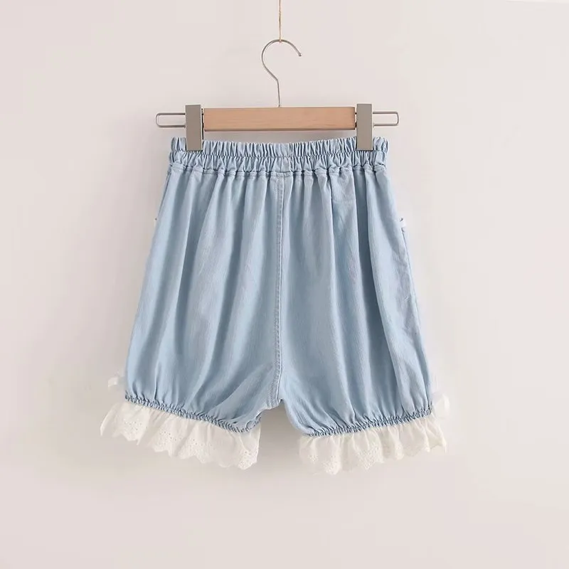 “Where is The Cat?” Denim Bloomers Shorts