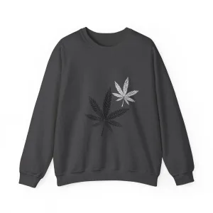White And Black Leaf Unisex Crewneck Sweatshirt