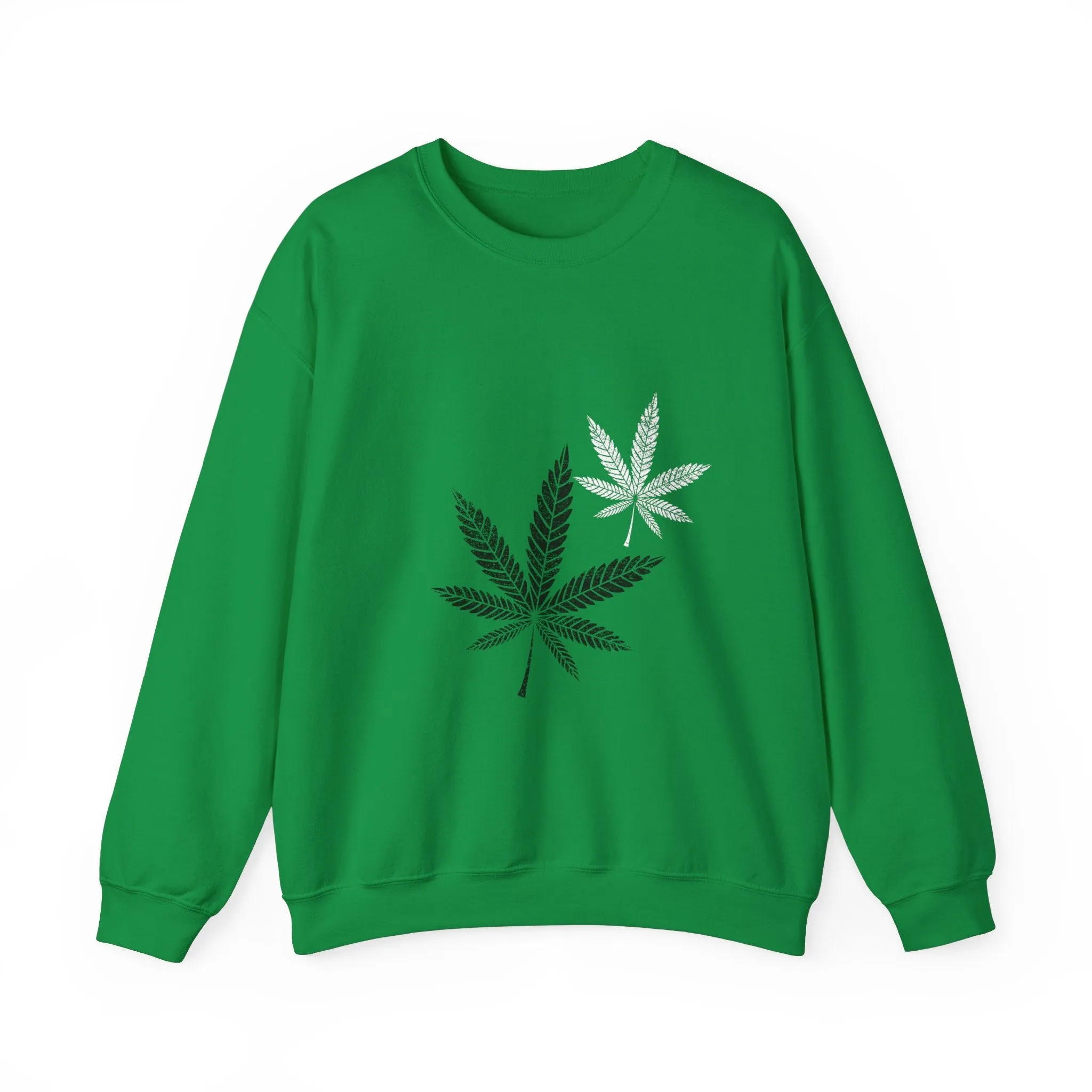 White And Black Leaf Unisex Crewneck Sweatshirt
