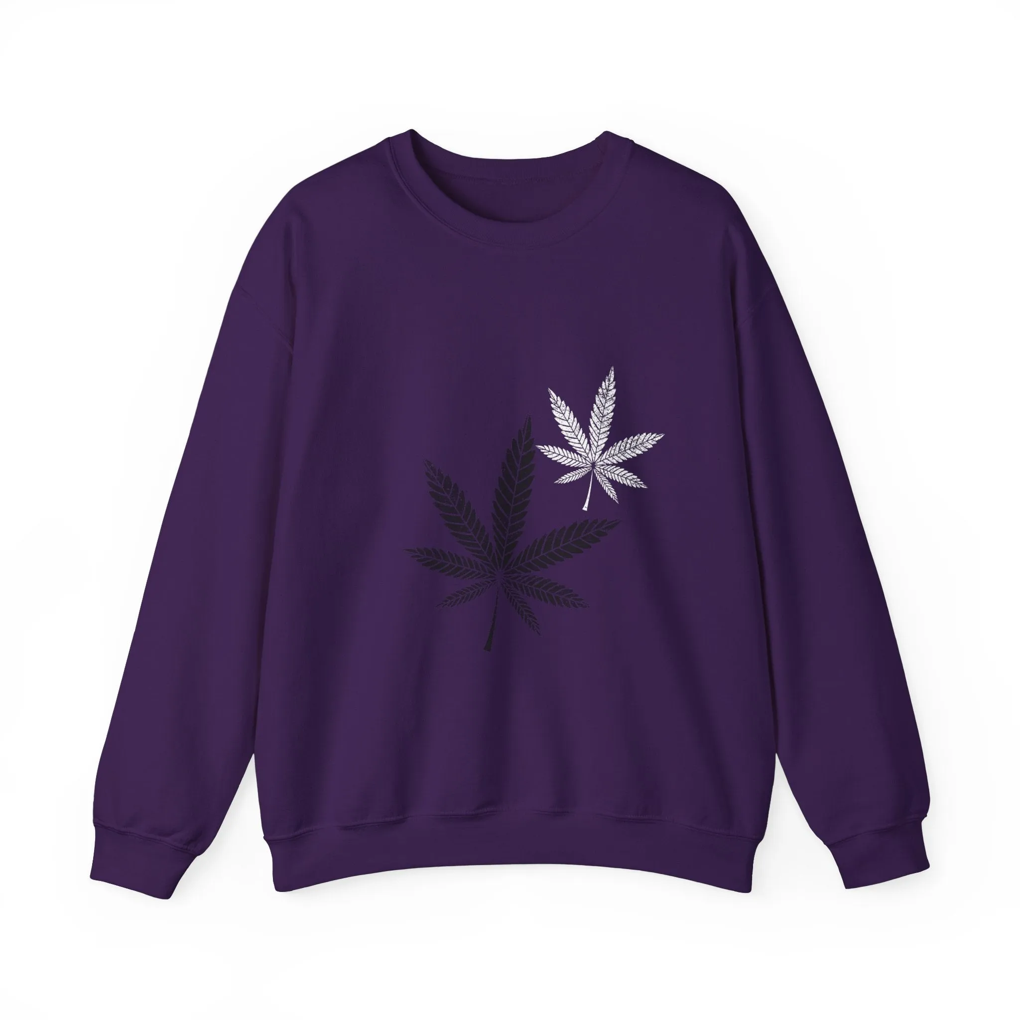 White And Black Leaf Unisex Crewneck Sweatshirt