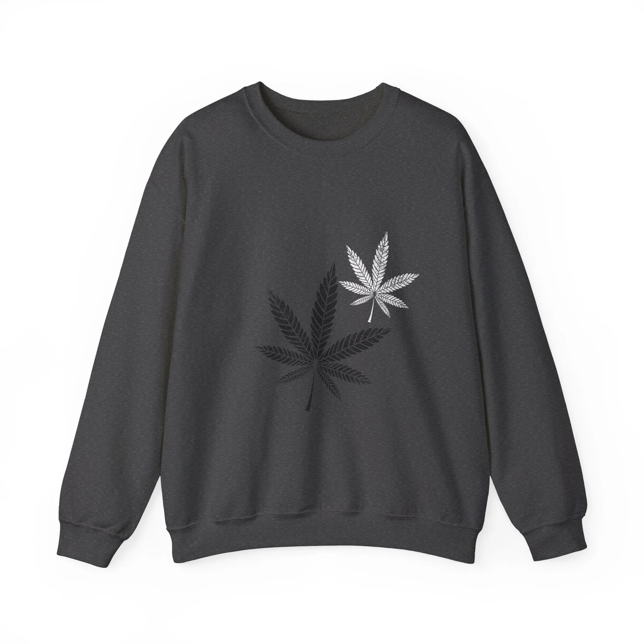 White And Black Leaf Unisex Crewneck Sweatshirt