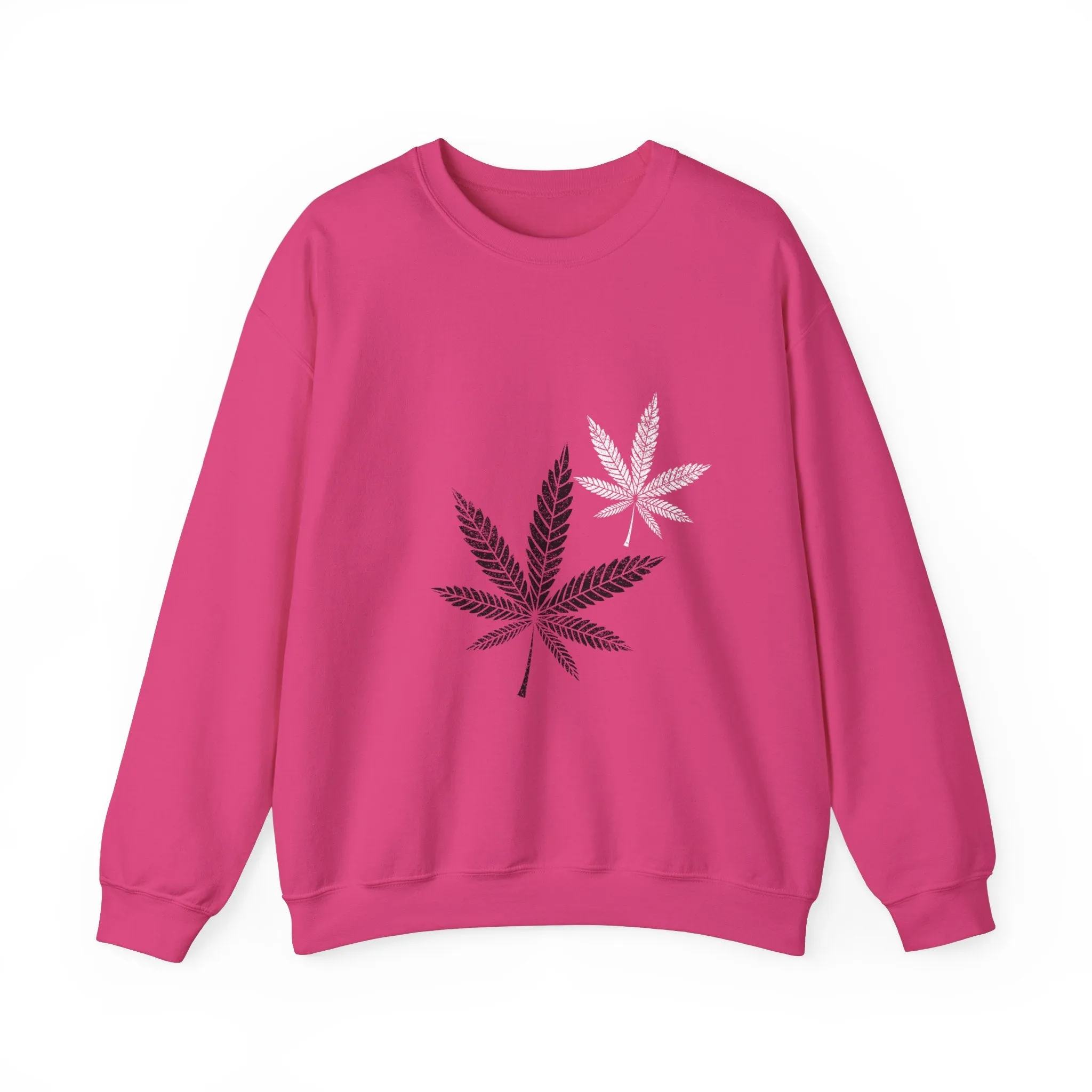White And Black Leaf Unisex Crewneck Sweatshirt